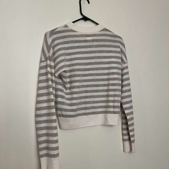 Abercrombie and Fitch 100% Cashmere Cream & Beige Stripe Sweater XXS - Picture 8 of 9